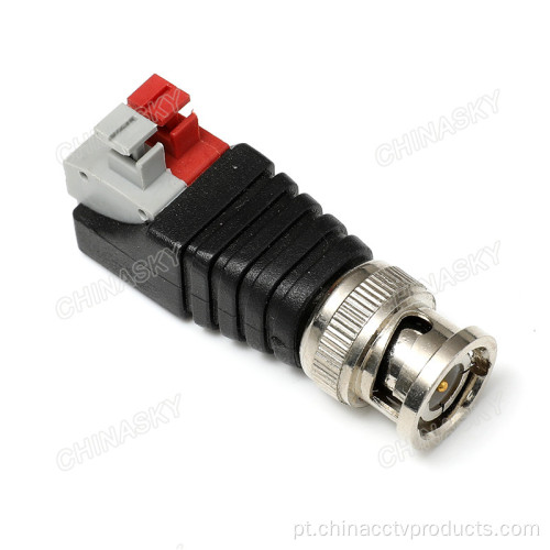 Conector masculino de câmera CCTV com terminais sem parafuso